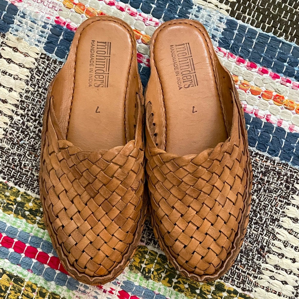 Mohinders Woven Slide - Natural Leather Sz 6